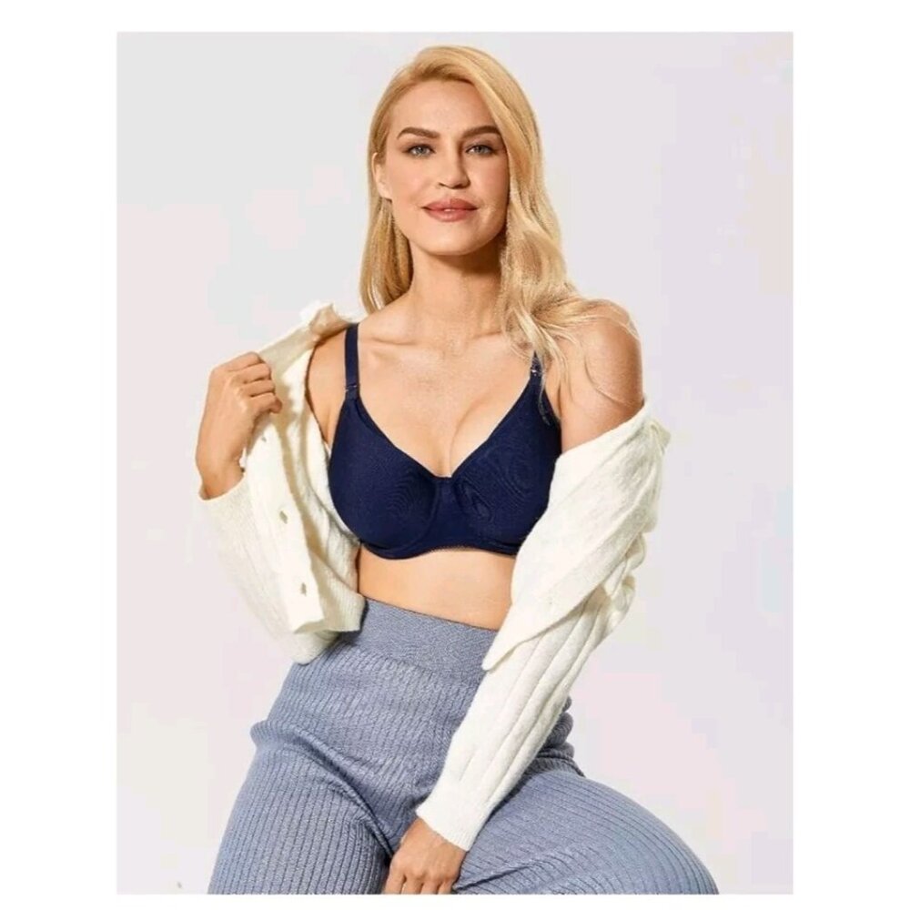 Gratlin Women 32F Underwire Nursing Bra Full Coverage Padded Blueberry A010S NWT - Picture 3 of 7
